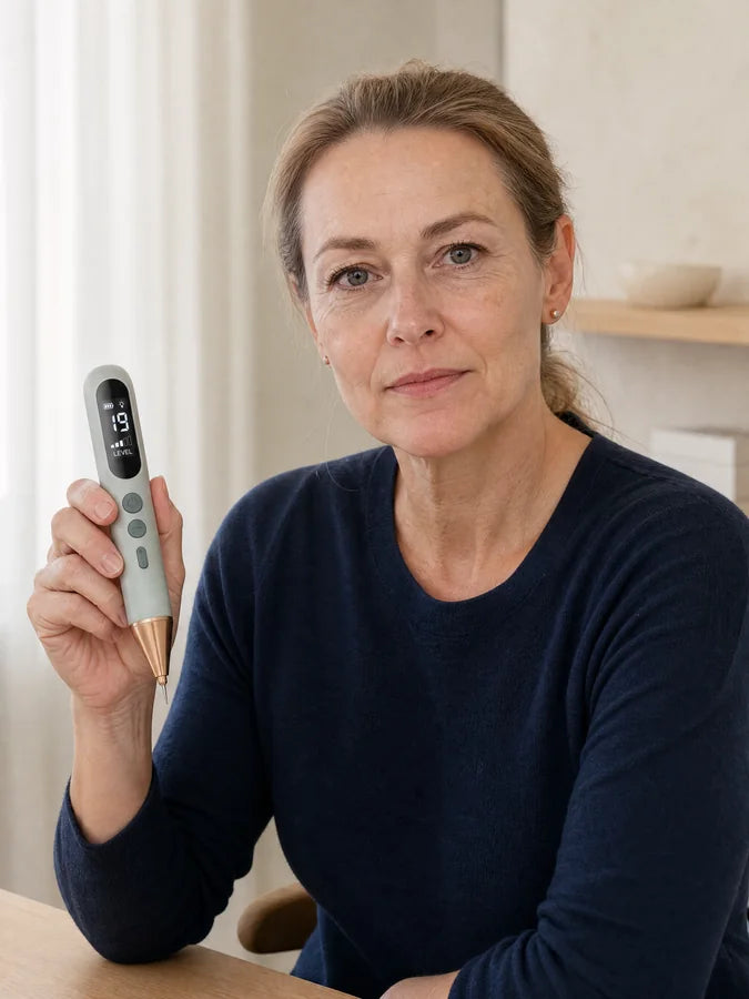 A dermatology clinician holding the Tendi Pen